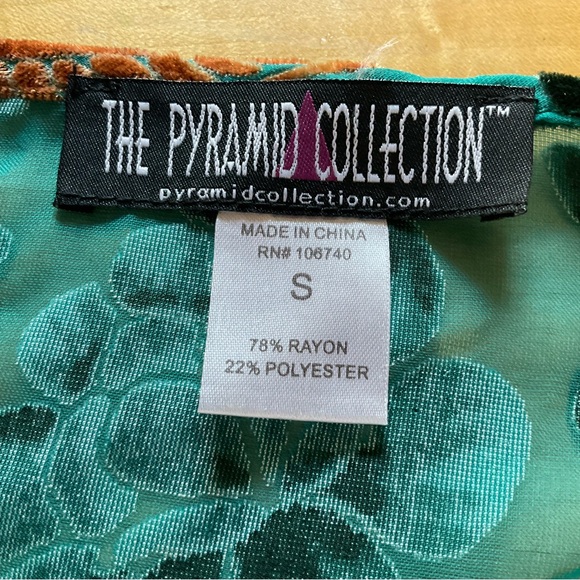 Velvet Burnout Boho Blouse Teal Paisley Tunic Festival Top S - Picture 13 of 16